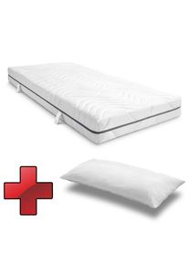 Saltea vâscoelastică cu 7 zone Sleezzz Smart 90 x 200 cm, înălțime 18 cm, nivel de fermitate H3 cu spumă cu aer cu memorie + pernă CloudComfort Bas...