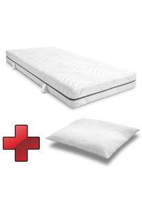 Saltea vâscoelastică cu 7 zone Sleezzz Smart 90 x 200 cm, înălțime 18 cm, nivel de fermitate H3 cu spumă cu aer cu memorie + pernă CloudComfort Bas...