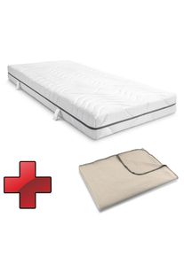 7-soners viskoelastisk madrass Sleezzz Smart 90 x 200 cm, høyde 18 cm, fasthetsnivå H3 med luftminneskum + Sleezzz Smart koseteppe 140 x 200 cm