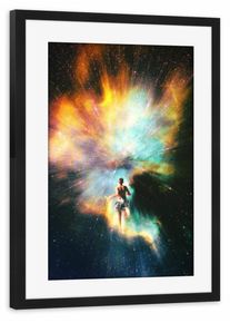 Poster with black wooden frame "Space Runner" artboxONE Framed Poster