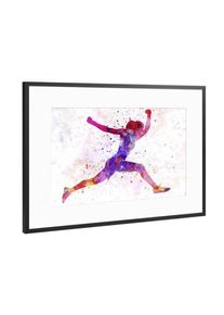 Poster with black metal frame "Woman runner jogger running-h" artboxONE Framed Poster