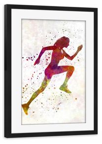 Poster with black wooden frame "Woman runner jogger running-e" artboxONE Framed Poster
