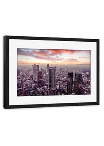 Poster with black wooden frame "Frankfurt am Main Romantic Sky" artboxONE Framed Poster