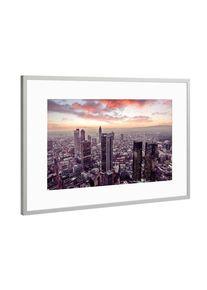 Poster with silver metal frame "Frankfurt am Main Romantic Sky" artboxONE Framed Poster