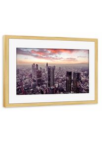 Poster with pine wooden frame "Frankfurt am Main Romantic Sky" artboxONE Framed Poster