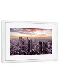 Poster with white wooden frame "Frankfurt am Main Romantic Sky" artboxONE Framed Poster