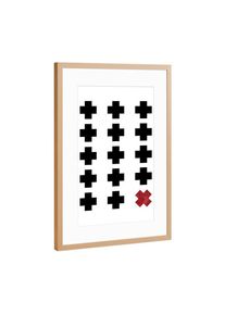 Poster with copper metal frame "Scandinavian Shapes Cross" artboxONE Framed Poster