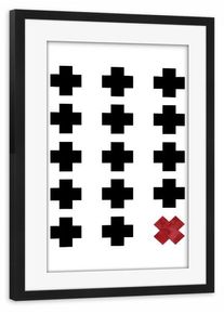 Poster with black wooden frame "Scandinavian Shapes Cross" artboxONE Framed Poster