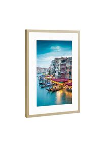 Poster with gold metal frame "Venedig Romantic Flair" artboxONE Framed Poster