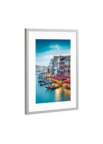 Poster with silver metal frame "Venedig Romantic Flair" artboxONE Framed Poster