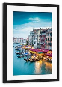 Poster with black wooden frame "Venedig Romantic Flair" artboxONE Framed Poster