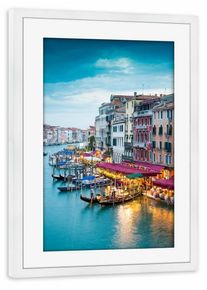 Poster with white wooden frame "Venedig Romantic Flair" artboxONE Framed Poster