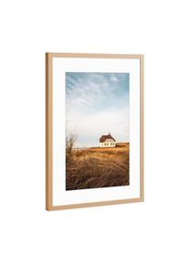 Poster with copper metal frame "Country House at North Sea" artboxONE Framed Poster