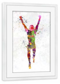 Poster with white wooden frame "Watercolor winner runner" artboxONE Framed Poster