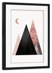 Poster with black wooden frame "Scandinavian Mountain Scene" artboxONE Framed Poster