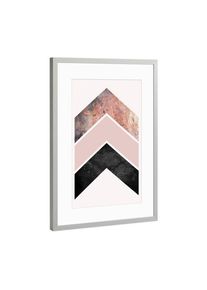 Poster with silver metal frame "Scandinavian Chevrons 2" artboxONE Framed Poster