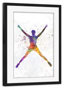 Poster with black wooden frame "Watercolor winning runner" artboxONE Framed Poster