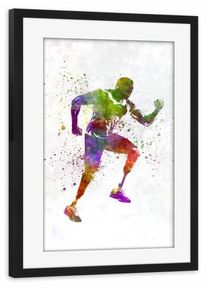 Poster with black wooden frame "Paralimpic runner in watercolor-b" artboxONE Framed Poster