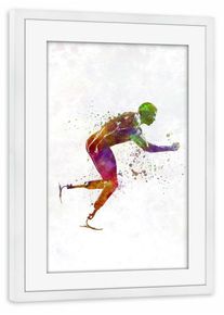 Poster with white wooden frame "Paralimpic runner in watercolor" artboxONE Framed Poster