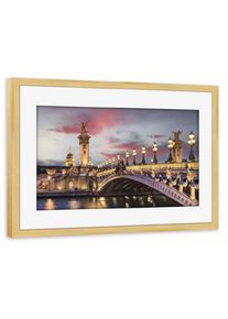 Poster with pine wooden frame "Romantic Paris" artboxONE Framed Poster