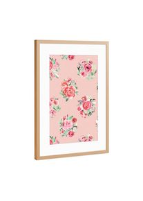 Poster with copper metal frame "Sweet Romantic Roses Bouquets" artboxONE Framed Poster