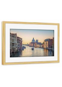 Poster with pine wooden frame "Romantic city" artboxONE Framed Poster