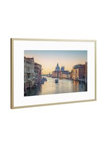Poster with gold metal frame "Romantic city" artboxONE Framed Poster
