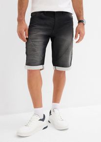 Bermuda in jeans di felpa relaxed fit, Nero, Taglia 33, bonprix