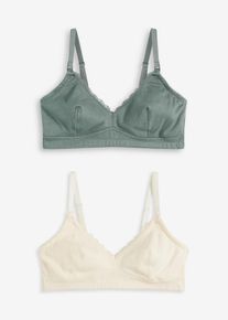 Reggiseno allattamento senza ferretto con cotone biologico (pacco da 2) - Verde - Taglia 46/48 (M) - bonprix