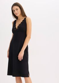 Camicia da notte con spalline sottili e scollatura con pizzo - Nero - Taglia 46/48 (M) - bonprix