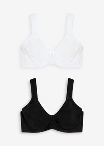 Reggiseno minimizer senza ferretto con cotone biologico (pacco da 2) - Nero - Taglia 100C - bonprix