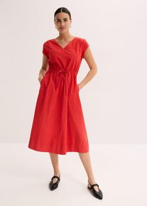 Abito in popeline di cotone con coulisse regolabile, Rosso, Taglia 58, bonprix