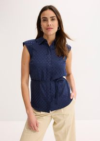 Blusa in satin con laccetti da annodare - Blu - Taglia 56 - bonprix