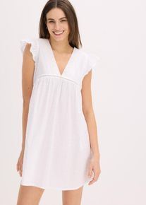 Camicia da notte oversize leggera in tessuto a trama operata - Bianco - Taglia 54/56 (XL) - bonprix