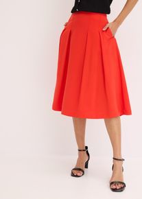 Gonna a pieghe in misto viscosa morbido - Rosso - Taglia 56 - bonprix