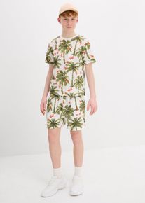 T-shirt e pantaloncini in cotone biologico (set 2 pezzi), Bianco, Taglia 152/158, bonprix