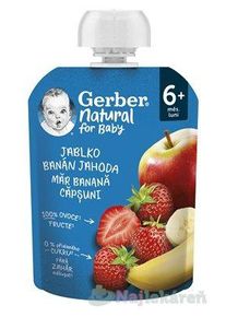 Gerber Natural ovocná desiata Kapsička Jablko, banán a jahoda (od ukonč. 6. mesiaca) 90 g