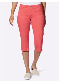 Dames Capri-jeans met korte voetsplitten in koraal ,maat 36, WITT, 97% Katoen, 3% Elastan