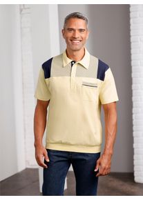 Heren Poloshirt in vanille/marine ,maat 44/46, WITT, 100% Katoen
