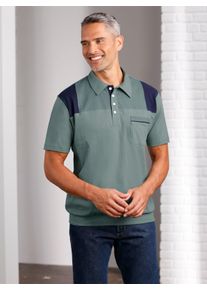 Heren Poloshirt in jadegroen/marine ,maat 44/46, WITT, 100% Katoen