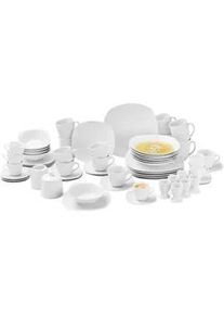 Novel Kombiservice , Weiß , Keramik , 62-teilig , Uni , 200 ml,200 ml,220 ml,270 ml,100 ml,370 ml,360 ml , Lfgb , lebensmittelecht , Geschirr, Geschirrsets, Kombiservice
