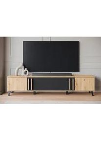 Xxxl Lowboard , Schwarz, Eiche Artisan , Holzwerkstoff , 180x40x33 cm , Fsc , stehend , Kleinmöbel