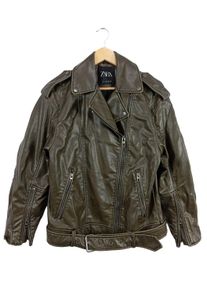 Zara Kurtka z imitacji skóry Damski, Rozmiar 36, khaki, Poliuretan