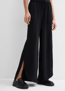 bonprix Femei Pantaloni Palazzo din crep texturat, negru, 38
