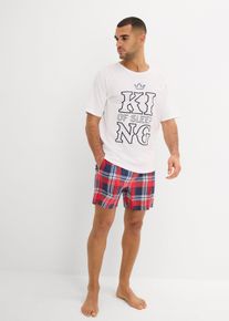 bonprix Rövidnadrágos pizsama tiszta pamutból, rövid ujjú, fehér, 60/62 (XXL)