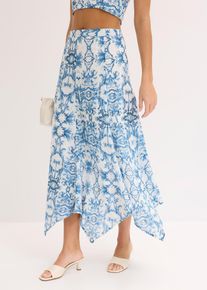 bonprix Mujer, Falda con dobladillo irregular, blanco, 38