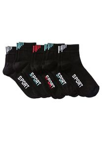 bonprix Mujer, Calcetines deportivos con diseño de letras (5 unidades), negro, 35-38