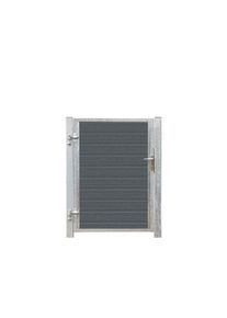 Plus Artura WPC Tor 99 x 135 cm + 16 cm Pfosten zum Einbetonieren Türanschlag links