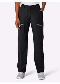Dames Functionele broek van elastische stof in zwart ,maat 38, Witt, 93% Polyester, 7% Elastan. Paspels: 100% Polyester