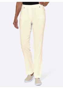 Dames Stretchbroek met comfortband in ecru ,maat 36, WITT, 72% Viscose, 25% Polyamide, 3% Elastan